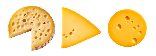 Cross-section of holey cheese. transparent background. top view - Generative AI