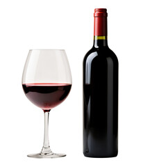 red wine and a bottle isolated over transparent background