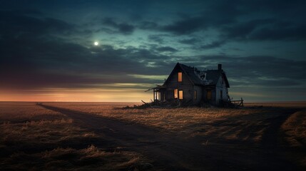 a hair-raising, dilapidated farmhouse in the middle of nowhere, its windows glowing with an...