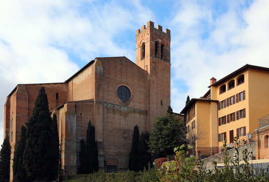 Siena, SI, Italy - February 20, 2023: Church of Saint dominic