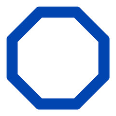 Blue outlined octagon icon 