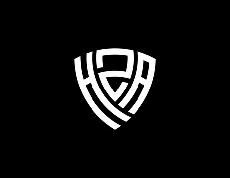 HZA creative letter shield logo design vector icon illustration