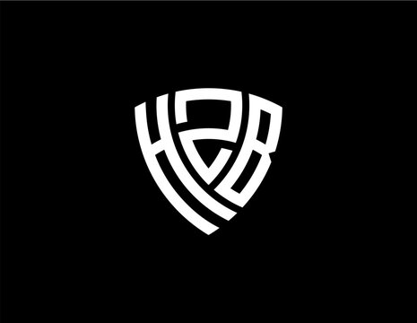 HZB creative letter shield logo design vector icon illustration