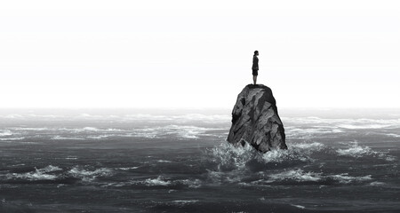 Coping With Loneliness as a psychology symbol of a human experience of solitude and feelings of social isolation for mental health and emotional challenges feeling alone 