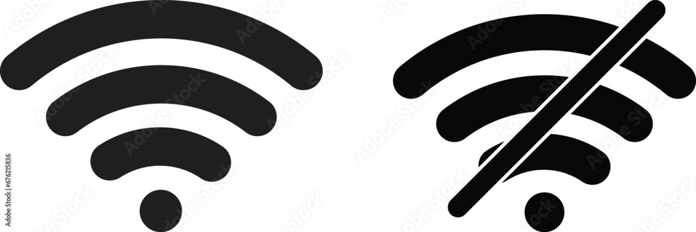 Poster wifi icon and no wifi icon vector isolated on white background .on and no wifi internet signal icons