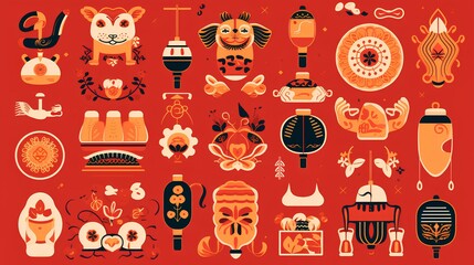 
set of chinese new year ornaments