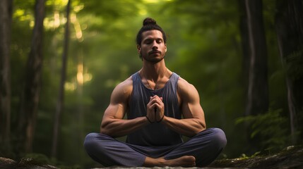 person meditating at the nature ai generated