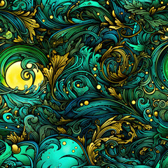 Nautilus swirl shell art fractal tile repeat pattern spiral vortex nature symmetry