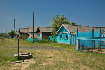 Fototapeta na wymiar Decor of village houses in the village of Posolskoye on Lake Baikal.