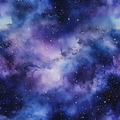 Fototapeta na wymiar Watercolor galaxy space cosmic repeat pattern