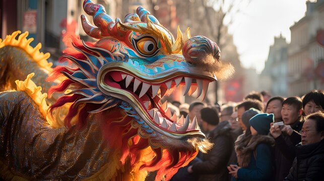 chinese dragon statue for chinese new year ai generated