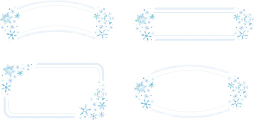 かわいい水色の雪の結晶のカラフルな見出し背景のベクターフレーム画像素材