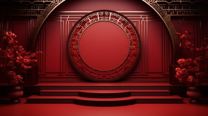 chinese new year background with copy space ai generated - obrazy, fototapety, plakaty