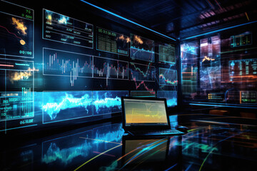 Stock market graph analysis for stock exchange - obrazy, fototapety, plakaty