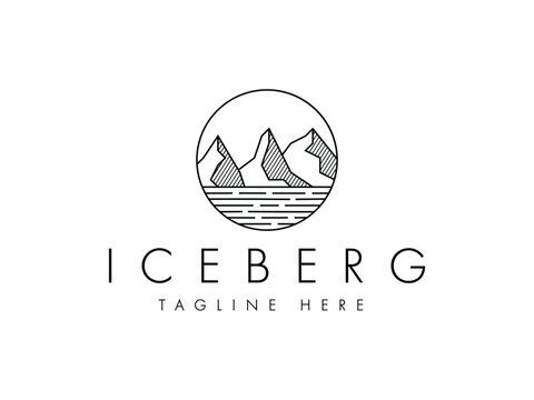 mountain ice or iceberg line logo design
