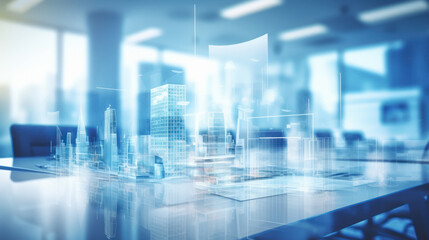 double exposure of office room