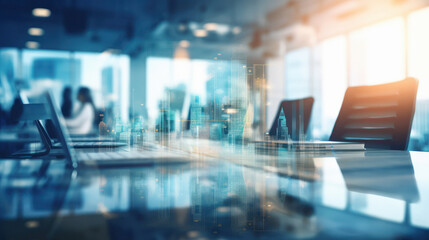 double exposure of office room