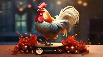 Foto op Canvas chicken chinese new year ai generated © Ilham