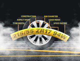 Meaning of the numbers and characters on automotive tyre sidewalls , Automotive tyre concept