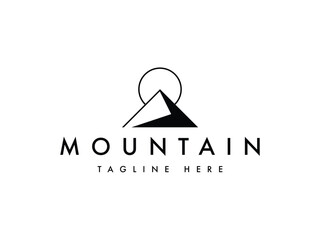 minimal mountain peak line logo design