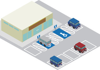 アイソメトリックな車椅子用駐車スペースのあるお店