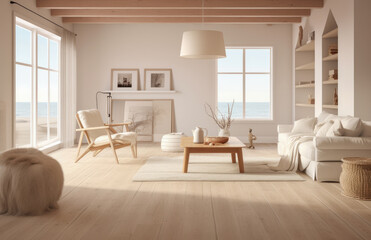 Naklejka na ściany i meble Luxurious living room area composition with minimalistic decoration