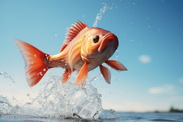 fish jumping in the sea.
