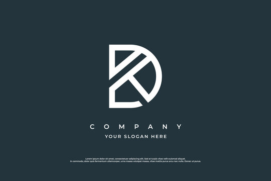 Initial Letter KD Logo or DK Logo Design Vector