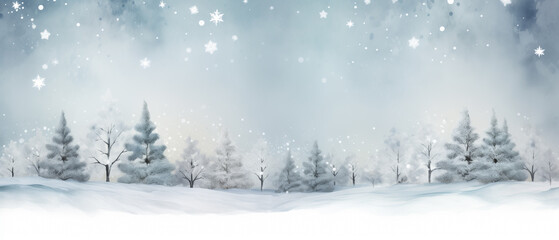 Fototapeta premium Christmas watercolor illustration in gray colors for card, print, banner, poster