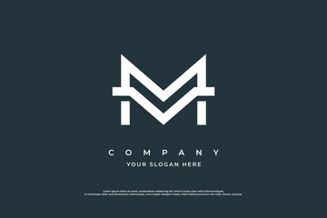  Minimal Letter MV or VM Monogram Logo Design Vector