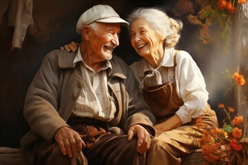 Eternal Love: An Older Couple Embracing the Passage of Time. A Joyful Couple Capturing a Moment of Love, Laughter and Happiness