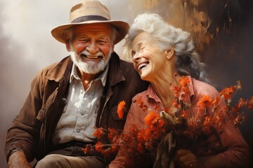 Eternal Love: An Older Couple Embracing the Passage of Time. A Joyful Couple Capturing a Moment of Love, Laughter and Happiness