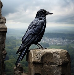 Fototapeta premium Crow, Black raven bird 