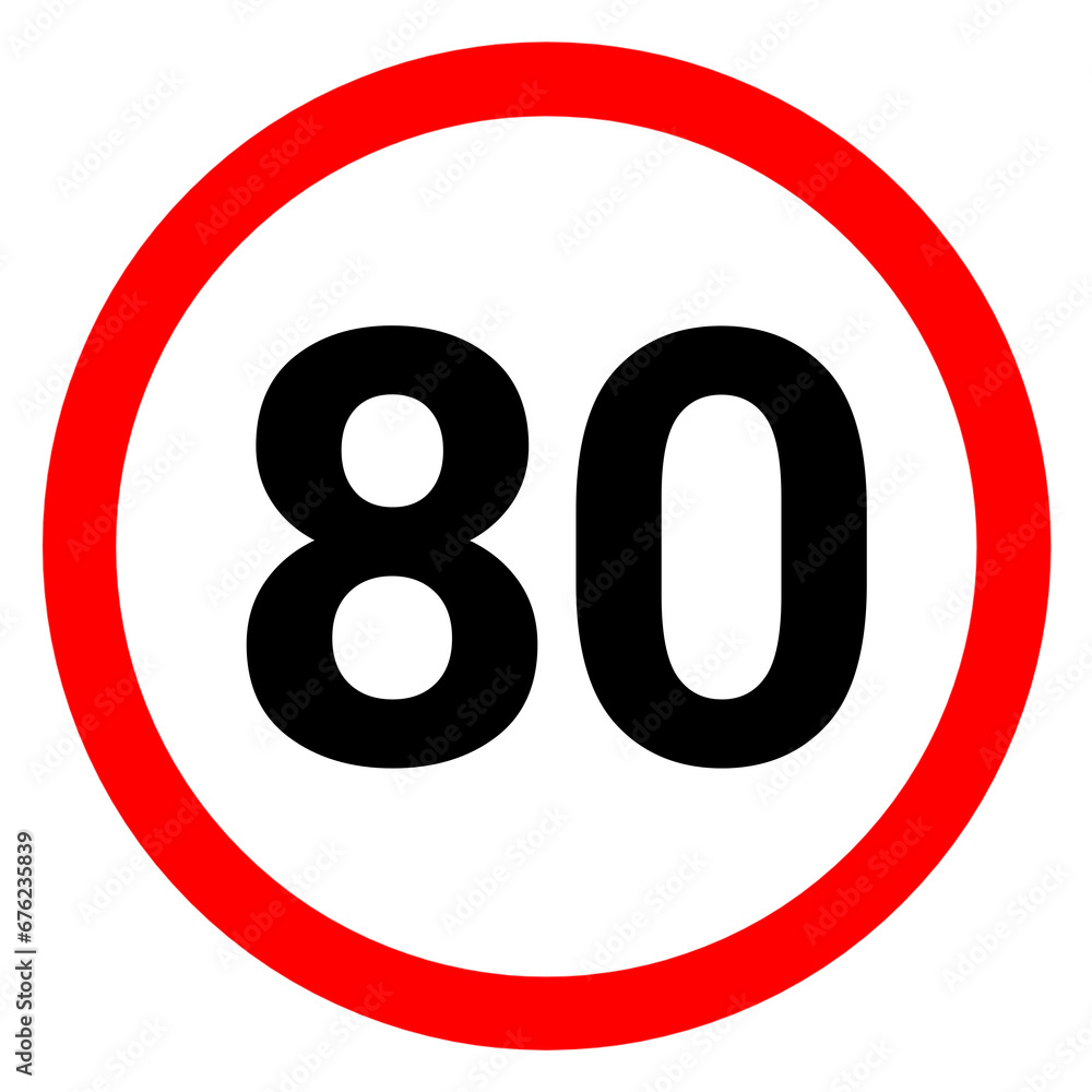 Wall mural speed limit 80 sign icon