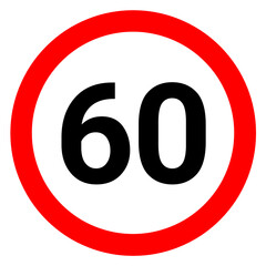 speed limit sign, numbered 60 icon 