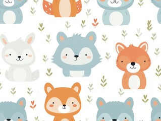 seamless pattern cute animal
