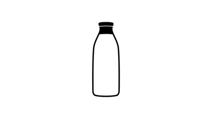bottle of milk, black isolated silhouette