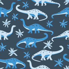 Dinosaurs seamless pattern illustration wallpaper background backdrop hand drawn unique style