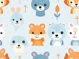 seamless pattern cute animal