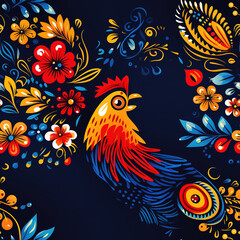 Naklejka premium India floral folk art repeat pattern