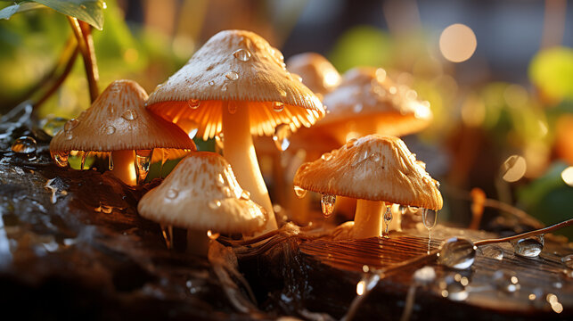 mushrooms in the forest HD 8K wallpaper Stock Photographic Image