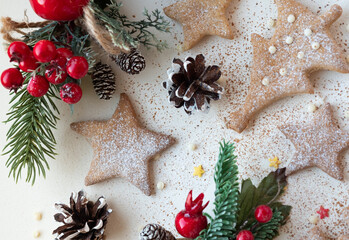 Fototapeta na wymiar Sweet Christmas dessert: homemade ginger cookies
