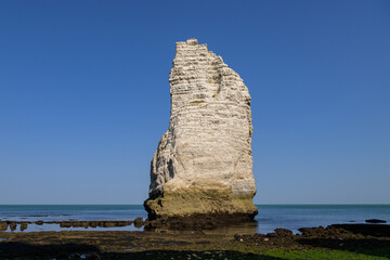 Chalk cliffs of Etretat on a sunny day in summer