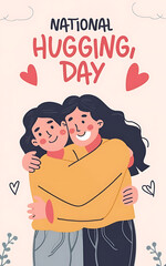 National Hugging Day with clipart typography illustration Generative AI