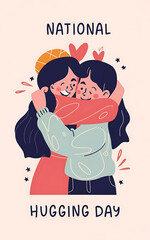 National Hugging Day with clipart typography illustration Generative AI
