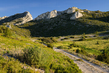 Rock formation in the Alpilles on a sunny day
