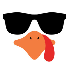 Turkey Face With Sunglasses on White Background