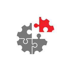 Business creativity, teamwork, partnership and success concept: gear from puzzle pieces isolated on white background. EPS 10