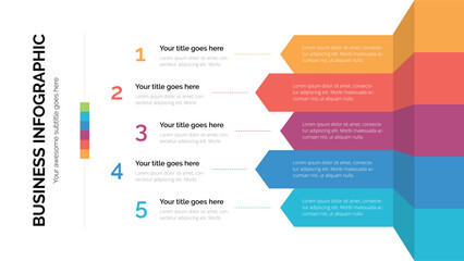 Business list infographic with five list Suitable For Presentation Template With 16x9 Aspect Ratio