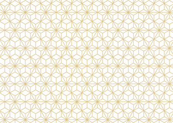 麻の葉モチーフの少し変わったシームレスな和柄のパターン背景_パターン1-1